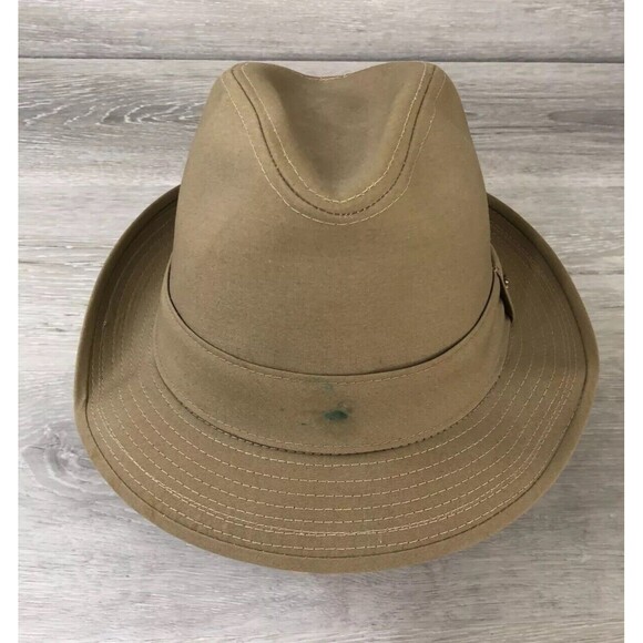 Stetson Fedora Cowboy Hat Mens Size 7 3/8 Brown Solid Polyester Water Repellent - Picture 2 of 10